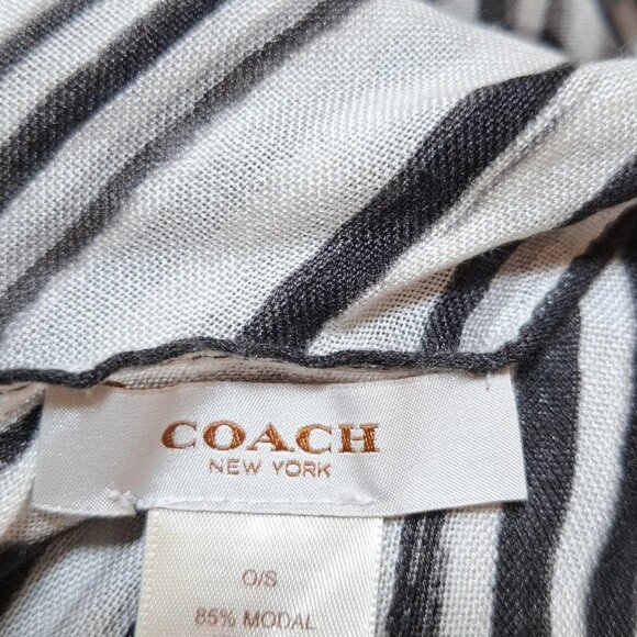 Auth COACH - White Black Modal Silk Scarf - Picture 3 of 5